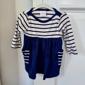 Hannah Andersson Striped Navy and White Dress, Size 6-12 Months